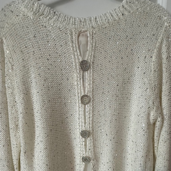 Simple Couture Sparkle White Sweater Sz Medium NWT - Picture 4 of 8